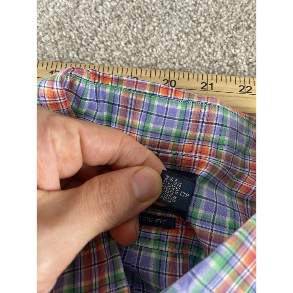 Polo Ralph Lauren Blue/Red/Green Plaid Short Sleeve Shirt Men XL Green Pony Prep